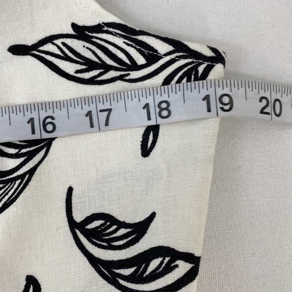T Tahari Linen Blend Fit & Flare Sleeveless Dress Women's M Leaf Print White - Picture 10 of 13